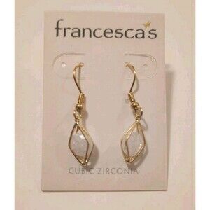 Cubic Zirconia Crystal Gold Tone Francesca Dangle Earrings